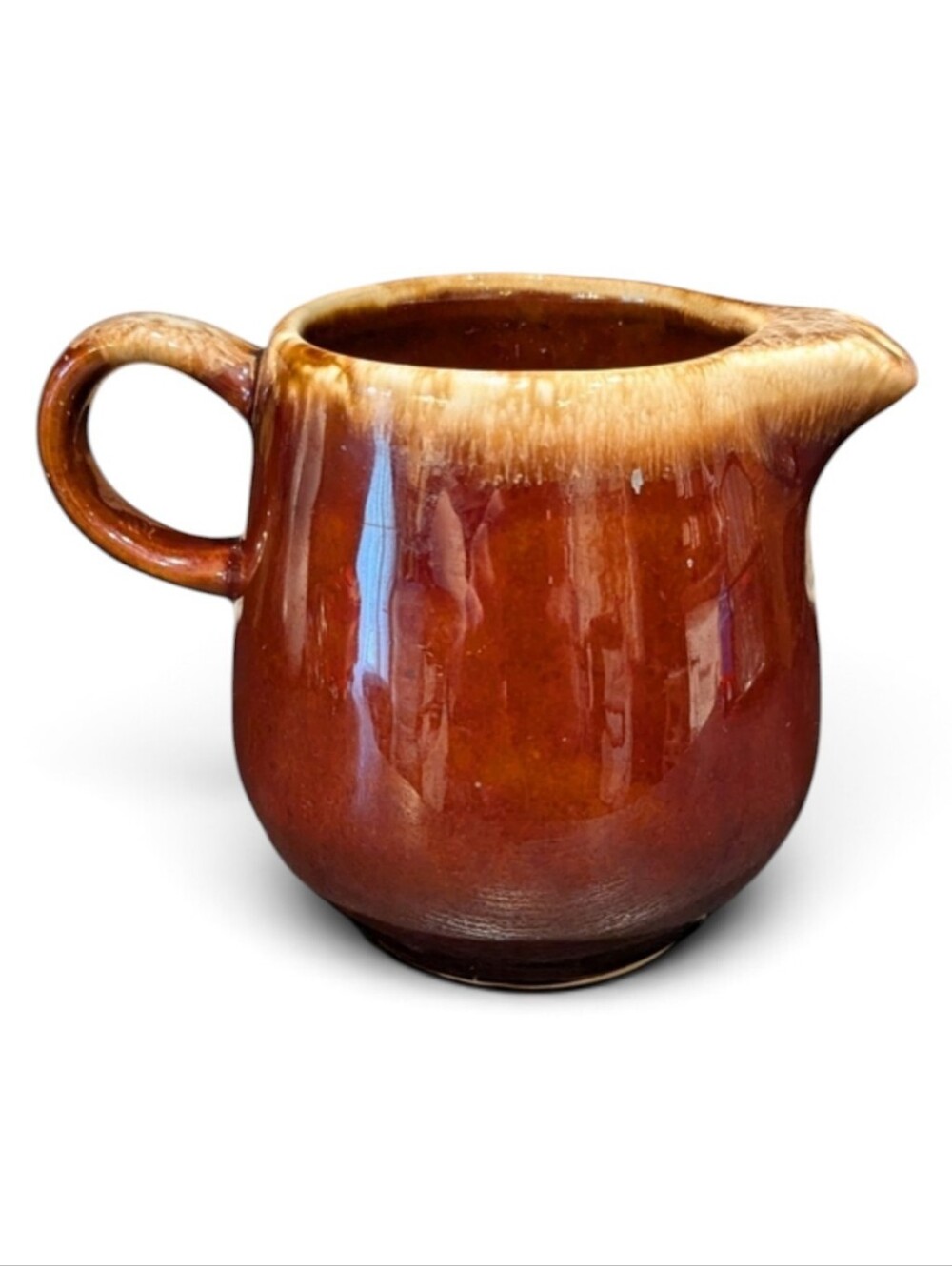 McCoy's Brown Drip Ceramic Creamer Pitcher 4 Inch 7020